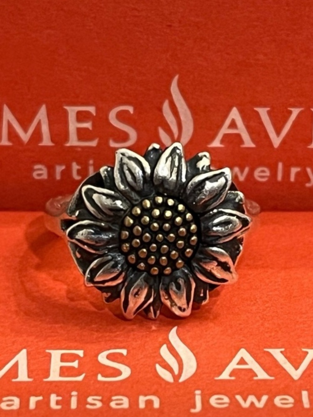 James Avery Sunflower Ring Sterling Silver Floral Statement Ring - Picture 6 of 15